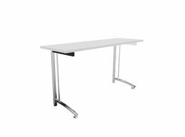 Hopfällbara bord Avec från EFG i vit och stativ i krom. Mått: längd 140 cm, bredd 43.2 cm och höjd 72 cm.