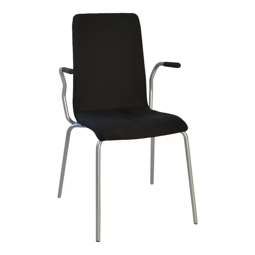 Begagnad Konferensstol modell Bristol, från Lotus Furniture. Helklädd mörkgrå färg, och silvrigt stativ, svarta armstöd. Mått: Höjd 88 cm x Bredd 52 cm x Djup 52 cm. 