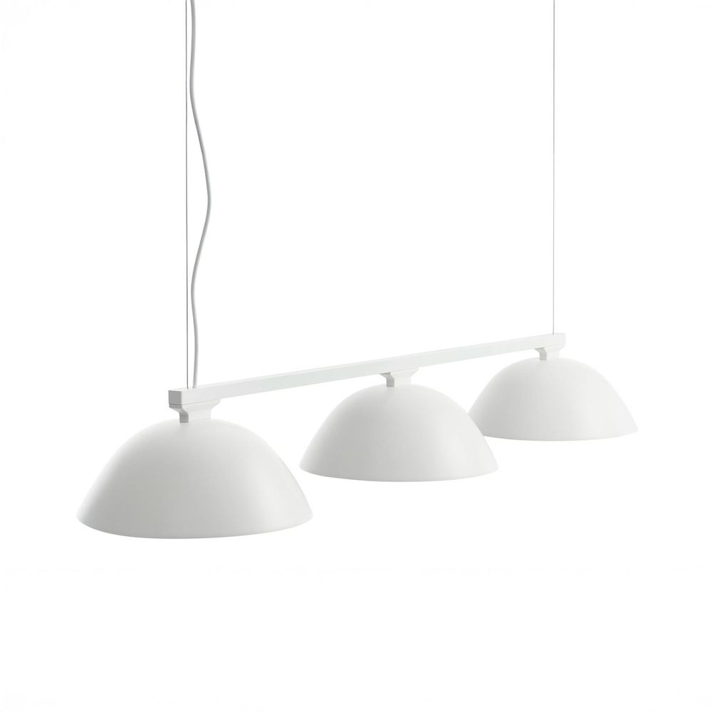 Begagnad taklampa modell w103 Sempe s3 från Wästberg i vitt med tre skärmar. Mått: Bredd 73 cm, Höjd 15 cm.