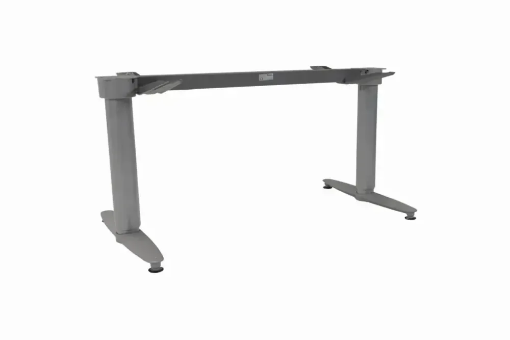 Begagnat Höj- och sänkbart elstativ från Kinnarps i grå färg. Mått: Höjd 62 cm x Bredd 50 cm x Djup 72 cm.