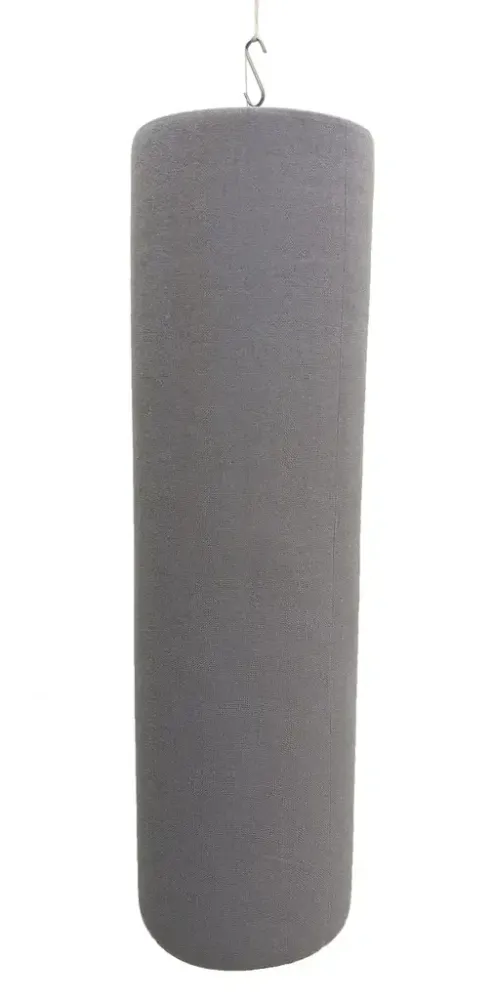 Begagnad cylinderformad takabsorbent i ljusgrå färg. Mått Höjd 100 cm x Bredd 28 cm x Djup 28 cm.