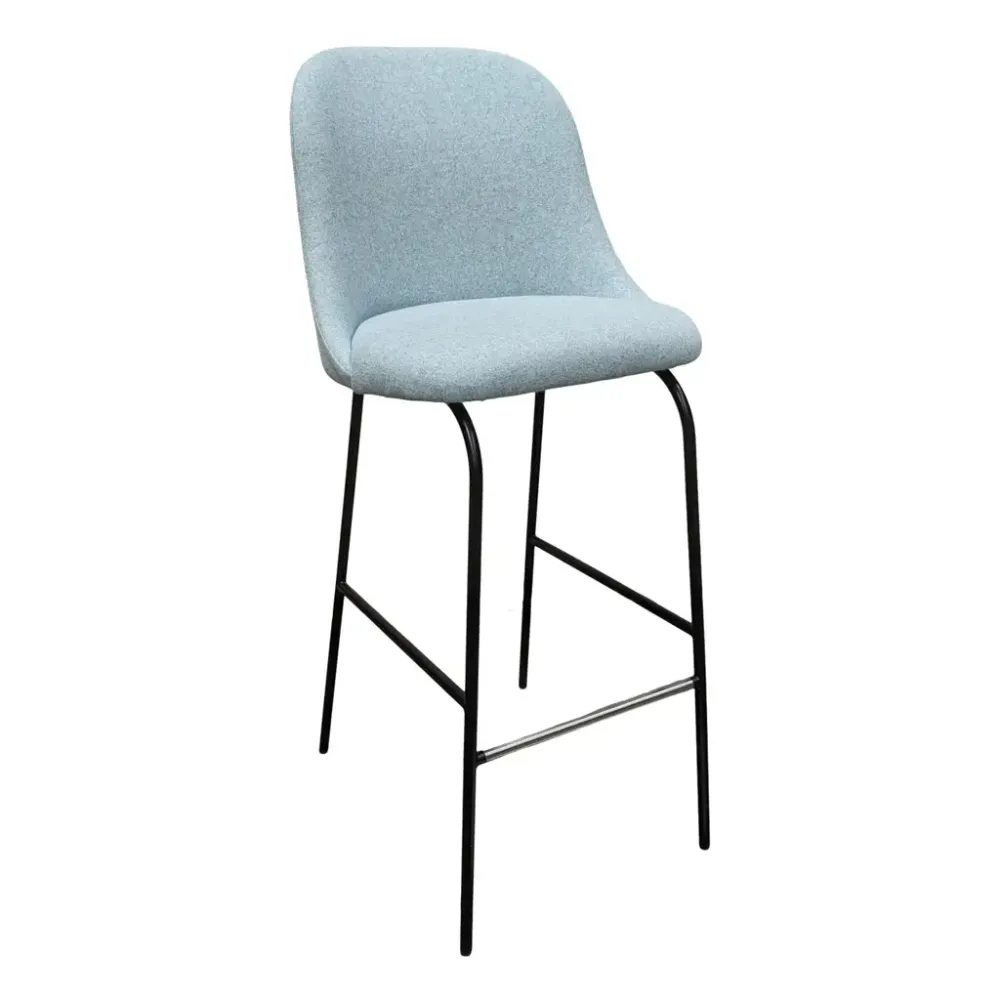 Begagnad barstol från Viccarbe, Modell Aleta. I turkos färg, med svart stativ.  Mått: Höjd 112 cm, Bredd 49 cm, Djup 53 cm. 