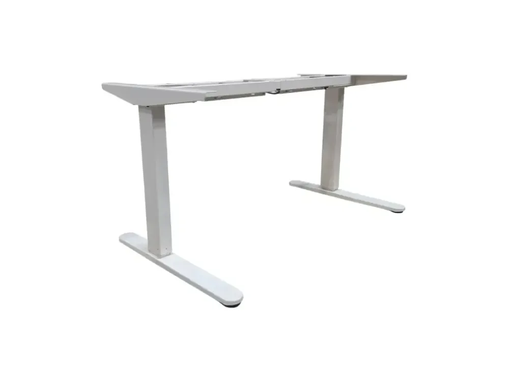 Begagnat elstativ i vitt med L-fot. Mått: Höjd 62-125 cm x Bredd 110-157 cm x Djup 65 cm. 