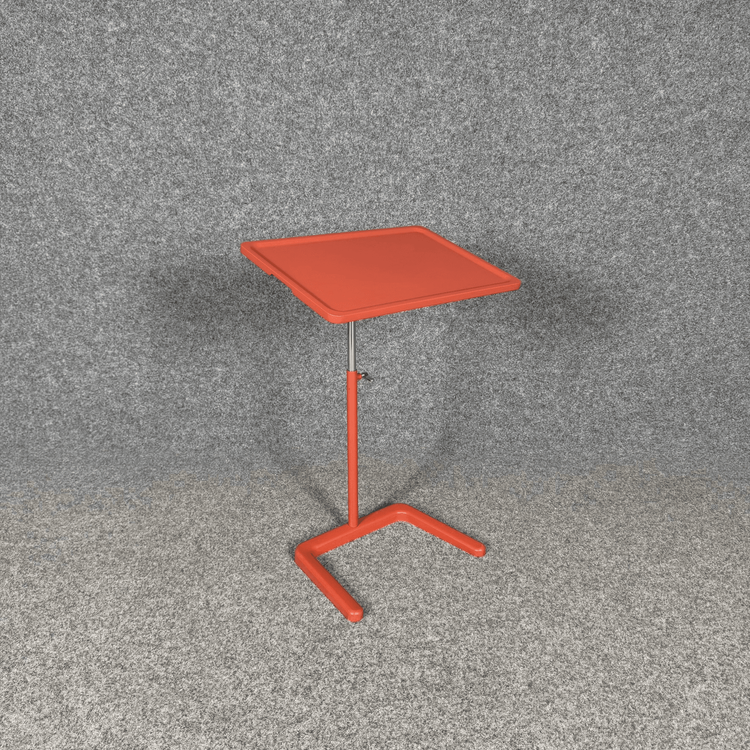 Begagnat laptopbord NesTable från Vitra i orange. Mått: bredd 50 cm, djup 35 cm och höjd 57 - 77 cm. 