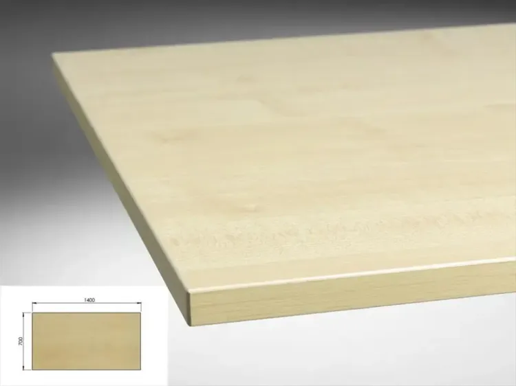 Bordsskiva i björk laminat. Mått: höjd 2 cm, bredd 140 cm och djup 70 cm. 