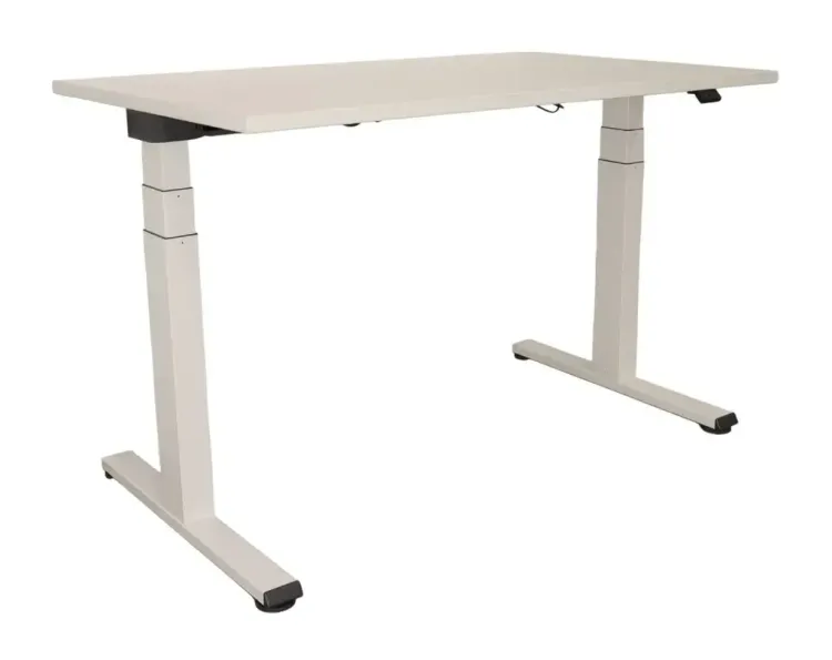 Begagnat höj och sänkbart skrivbord från Steelcase i vitt. Mått: Höjd 65,5-126 cm x Bredd 100 cm x Djup 75 cm.