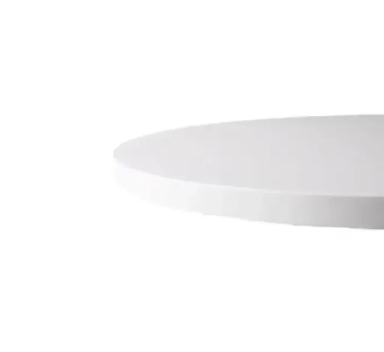 Begagnad rund vit bordsskiva perfekt som café- eller soffbord. Måtten: höjd 2 cm och diameter 80 cm.