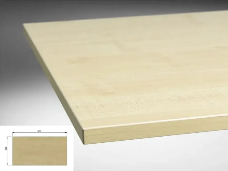 Bordsskiva i björkfärgad laminat. Mått: Höjd 2 cm x Bredd 80 cm x Djup 160 cm. 