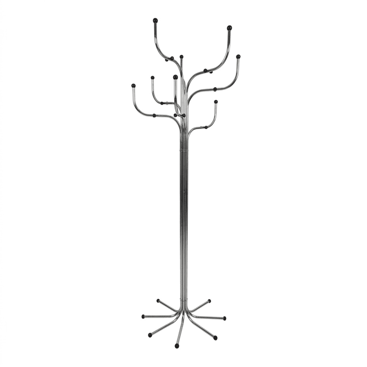 Begagnad klädhängare Coat Tree från Fritz Hansens i krom. Mått: Höjd 193 cm, Bredd 65 cm, Djup 65 cm.