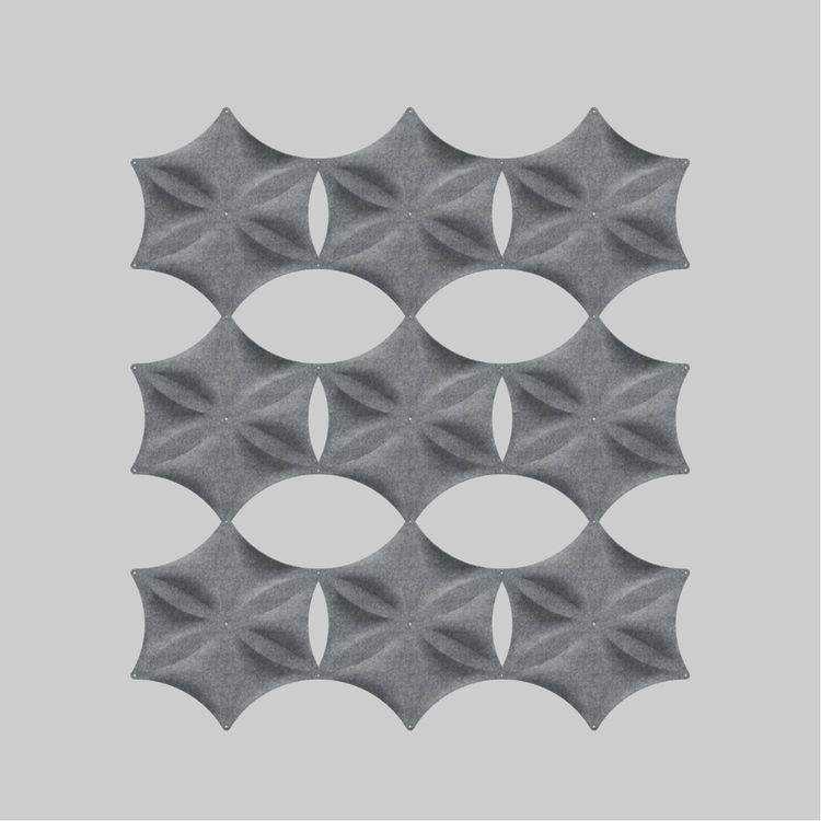 Begagnad grå takabsorbent Airflake Blade Closed från Abstracta. Mått: Bredd 36 cm, Höjd 40 cm. 