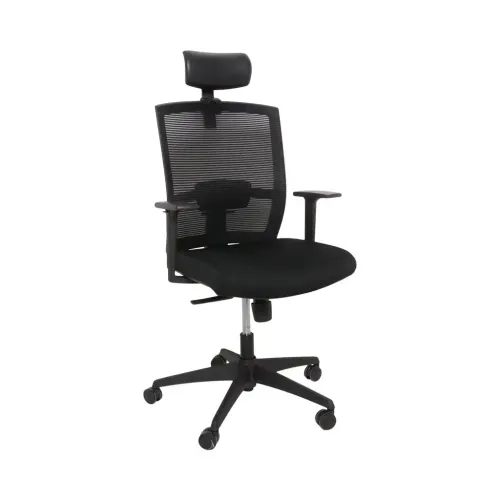 Begagnad kontorsstol med armstöd från Inergo, modell Aron. I svart, med nätrygg samt justerbart svank- och nackstöd. Mått: höjd 125 cm, bredd 65 cm, djup 65 cm. 
