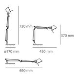 Begagnad skrivbordslampa Tolomeo Micro från Artemide i svart. Mått: Bredd 45–69 cm, höjd 37–73 cm. 