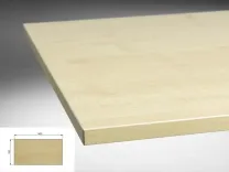 Bordsskiva i björk laminat. Mått: höjd 2 cm, bredd 140 cm och djup 70 cm. 