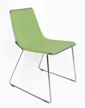 Begagnad Konferensstol från Johanson Design, modell Speed. I ljusgrön färg, underrede med kromade medar. Mått: Höjd 80 cm x Bredd 50 cm x Djup 60 cm. Sitthöjd: 46 cm. 
