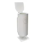 Begagnad miljösortering Birdie från Trece i vit. Cylinderformad med lucka och lock. Mått: Höjd 93,5 cm, bredd 41 cm, djup 35 cm. 