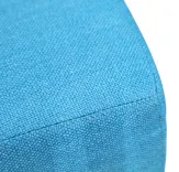 Begagnad modulsoffa Gap Café från Swedese klädd i blått och grönt tyg. Mått: höjd 75 cm, bredd 375 cm, djup 65 cm, sitthöjd 45 cm. 