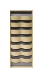 Begagnat Exponeringsställ Vågspel från Materia i björk och grå färg. Mått: höjd 124 cm, bredd 50 cm och djup på 8 cm. 