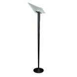 Begagnad golvlampa Zeus från Glamoux Luxo i vitt glas och svart metall. Mått: Höjd 180 cm, Bredd 70 cm, Djup 35 cm. 