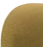 Begagnad fåtölj Mega Armchair från Massproductions i gult tyg. Mått: höjd: 77 cm, bredd: 100 cm och djup: 90 cm. 