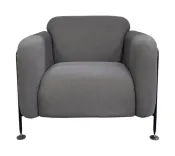 Begagnad fåtölj Mega Armchair från Massproductions i grått tyg. Mått: Höjd 79 cm x Bredd 100 cm x Djup 90 cm Sitthöjd: 42 cm. 