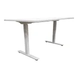 Begagnat Höj- och sänkbart elstativ från ROL Ergo i vitt. Mått: Höjd 69-115 cm x Bredd 92-130 cm x Djup 60 cm. 