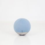 Begagnad balansboll Boullée från Materia i ljusblått med kromad underdel. Mått: Diameter 52 cm. 