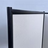 Begagnad golvskärm på hjul ONE Screen Trippel från Lintex. I grått med svart kant. Mått: bredd 228 cm, djup 170.5 cm, höjd 170.5 cm. 