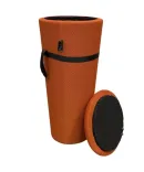 Begagnad balanspall Stand Up från Wilkhahn i orange/svart färg. Mått: Höjd 69 cm, bredden 31 cm, djup 31 cm. 