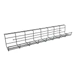 Svart kabelkorg från Forming Function som monteras under skrivbordet. Mått: höjd 10 cm, bredd 72 cm och djup 16 cm.  