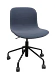 Begagnad stol med hjul AAC51 från HAY i blått. Mått: höjd 87 cm, bredd 49 cm och djup 62 cm. Justerbar sitthöjd: 44-52 cm. 