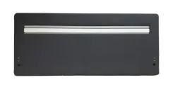 Begagnad bordsskärm från Götessons i mörktgrått tyg med funktionslist. Mått: höjd 65 cm, bredd 150 cm, och djup 3 cm.  