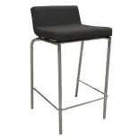 Begagnad barstol från Keystone med grå sits klädd i vattenavvisande tyg och stativ i krom. Mått Höjd 78 cm, Bredd 45 cm, Djup 45 cm. 
