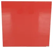 Begagnad glastavla från Lintex i rödorange färg. Mått: Höjd 50 cm, Bredd 50 cm, Djup 0,3 cm. 