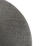 Begagnad barstol från Kinnarps, modell Frisbee. Rund klädd sits i grått och orangelackerat underrede med fotstöd. Mått: Höjd 78,5 cm x Bredd 36,5 cm x Djup 36,5 cm. 