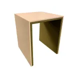 Begagnat cafébord från Glimakra of Sweden, modell LimbusSit CoffeeTable. Utsida i vitbetsad ask och insida klädd i grönt tyg. Mått: Höjd 63 cm, Bredd 53 cm, Djup 53 cm.
