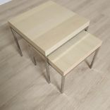 IKEA Klubbo begagnat soffbord och satsbord i ek och krom