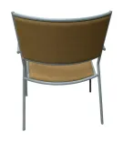 Begagnad fåtölj Jig Easy Chair från Massproductions i ljusbrunt tyg och grått stativ. Mått: Höjd 72 cm, Bredd 62 cm, Djup 62 cm. Sitthöjd 38 cm. 