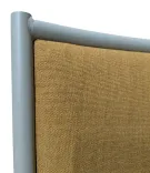 Begagnad fåtölj Jig Easy Chair från Massproductions i ljusbrunt tyg och grått stativ. Mått: Höjd 72 cm, Bredd 62 cm, Djup 62 cm. Sitthöjd 38 cm. 