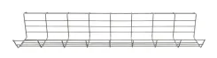 Begagnad grå kabelkorg för organisering av kablar under skrivbord. Mått: höjd 12 cm, bredd 74 cm, djup 16 cm.  