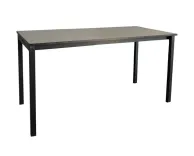 Begagnat konferensbord från Gärsnäs i ljusgrått med svart stativ. Mått: höjd 72 cm, bredd 140 cm samt djup 70 cm. 