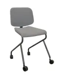 Begagnad stol med hjul Add Move från Lammhults med helklädd sits och rygg i ljusgrått tyg. Mått: Höjd 80 cm, bredd 44 cm och djup 47 cm. 