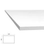 Begagnad bordsskiva från Steelcase i vit laminat. Mått: Höjd 1,5 cm x Bredd 120 cm x Djup 75 cm. 