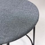 Begagnad barstol Afteroom från Menu med grå klädsel, svart ryggstöd och svart underrede i stålrör. Mått: Djup 55 cm, höjd 92 cm och sitthöjd 63 cm. 