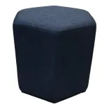 Begagnad sexkantig sittpuff i mörkblå färg från Lotus Furniture. Mått: Höjd 48 cm, Bredd 46 cm, Djup 52 cm. 