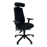 Begagnad kontorsstol +381 från Höganäs i svart. Mått:  Höjd 133 cm x Bredd 68 cm x Djup 68 cm. 