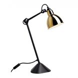 Begagnad bordslampa Lampe Gras N205 från DCW éditions i mässing med svart bas. Mått: Höjd: 65 cm, Lamphuvud: 14 cm i diameter, Fot: Ca 17 cm i diameter. 