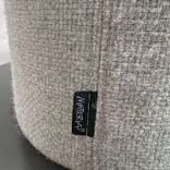Begagnad pall Mr T från Materia klädd i ljusgrått tyg. Mått: bredd 39 cm, djup 35 cm och höjd 48 cm. 